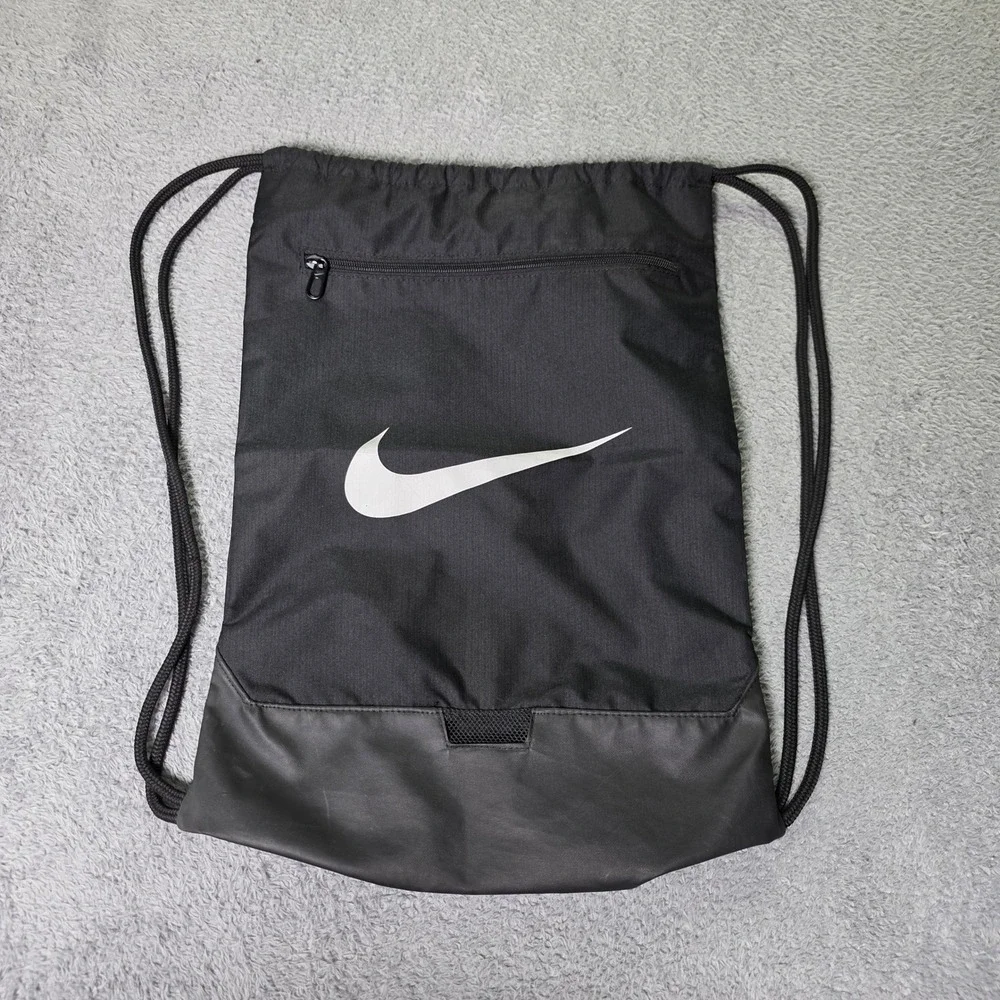Nike Unisex OS Drawstring Backpack Black Swoosh Cinch Bag Gym Sack BA5262-015